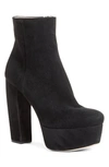 Miu Miu Suede Block-heel Platform Booties In Black Suede