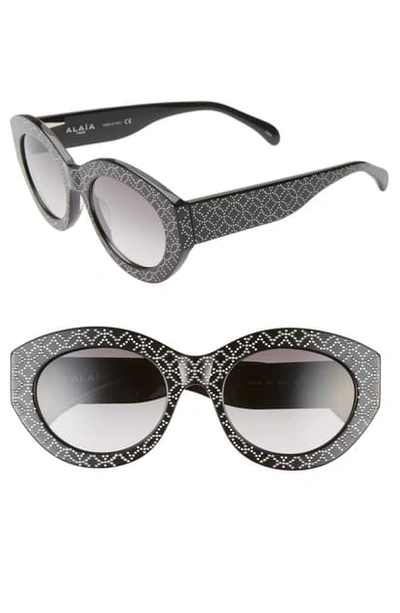 Alaïa 52mm Cat Eye Sunglasses In Black/ Grey Print