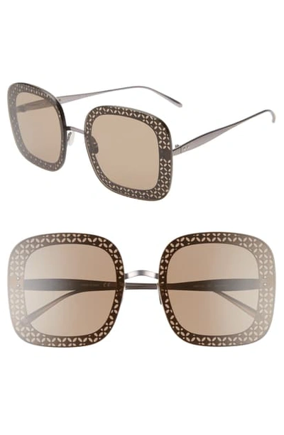 Alaïa Perforated Metal Square Sunglasses In Ruthenium