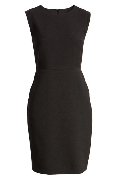 Anne Klein Jersey Side-ruched Sheath Dress In Black