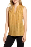 Anne Klein Dot Print Sleeveless Top In Cezanne Yellow/ Anne Wht Combo