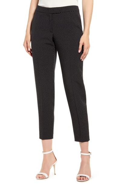 Anne Klein Microdot Crepe Ankle Pants In Anne Black/ Anne White