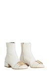 Tibi Wyatt Buckle Bootie In Ivory