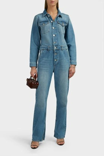 Ganni Straight-leg Denim Jumpsuit In Blue | ModeSens