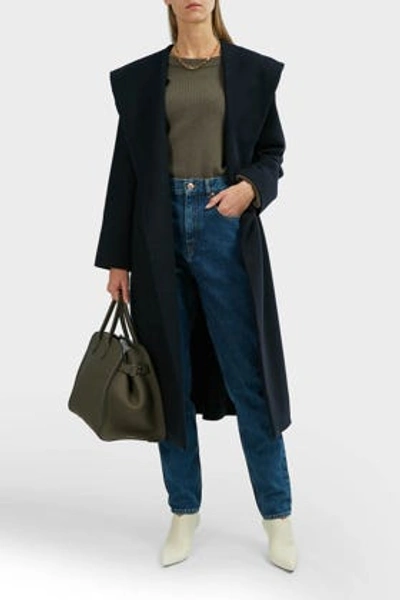 The Row Riona Hooded Cotton-blend Coat In Navy