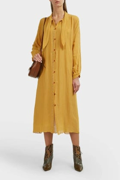 Forte Forte Crochet-trim Crepe Shirt Dress In Yellow