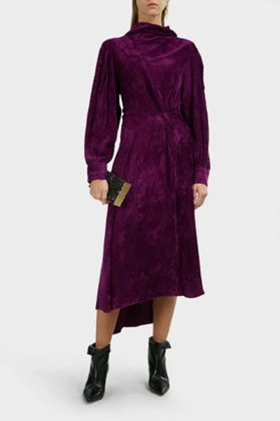 Isabel Marant Fergus High Neck Velvet Dress In Purple