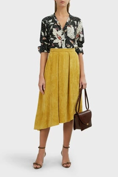 Isabel Marant Freja Asymmetric Velvet Skirt In Yellow