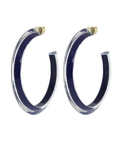 Alison Lou Medium Navy Loucite Jelly Hoops In Yellow Gold