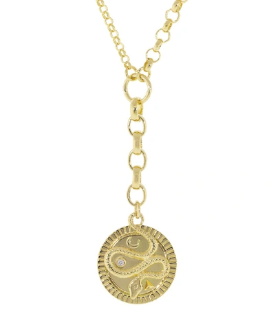 Foundrae Wholeness Medallion Mixed Link Belcher Chain Necklace In Yellow Gold