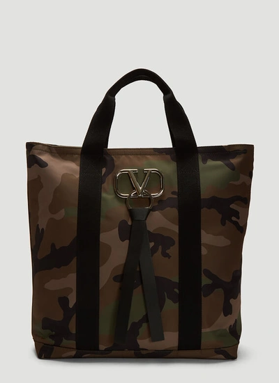 Valentino Garavani Camouflage Tote Bag In Green