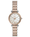 Fossil Women's Mini Carlie Two-tone Stainless Steel Bracelet Watch 28mm In Two Tone