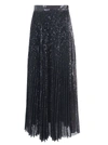 MSGM BLACK POLYESTER PLEATED SKIRT,11008690