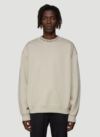 Acne Flogho Logo Sweatshirt In Beige | ModeSens