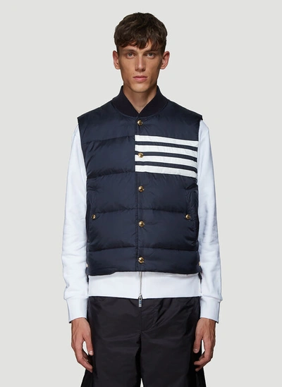 Thom Browne 4-bar Striped Downfilled Waistcoat In Navy