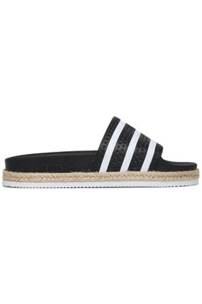 Adidas Originals Woman Adilette New Bold Striped Rubber Espadrille Slides  Black | ModeSens