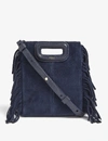 Maje Navy Mini M Tassel-trimmed Suede Shoulder Bag 1 Size In Navy