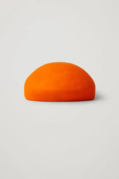 Cos Felt-wool Beret In Vibrant Orange