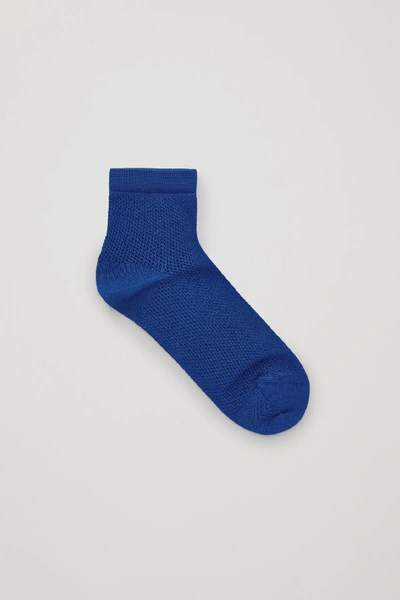 Cos Crochet Low Ankle Socks In Blue