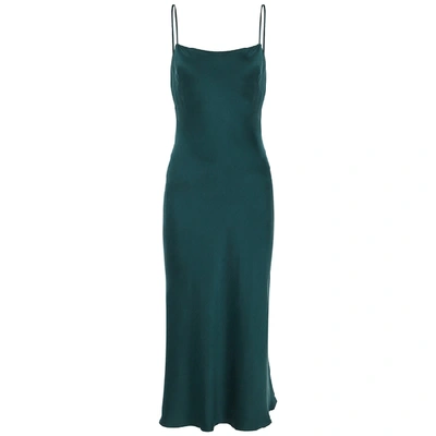 Bec & Bridge Classic Forest Green Silk Midi Dress In Dark Green