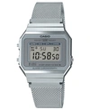 Casio Unisex Digital Stainless Steel Mesh Bracelet Watch 35.5mm In Silver