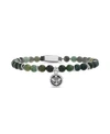 STEVE MADDEN MEN'S OXIDIZED SIMULATED GREEN BEAD BRACELET WITH ANCHOR CHARM