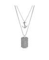 STEVE MADDEN MEN'S ANCHOR AND DOGTAG DOUBLE STRAND NECKLACE IN STAINLESS STEEL