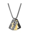 STEVE MADDEN MEN'S OPEN CROSS DOG TAG CHARM NECKLACE IN STAINLESS STEEL