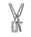 STEVE MADDEN MEN'S CROSS AND OPEN CROSS DOGTAG DUO NECKLACE SET IN STAINLESS STEEL