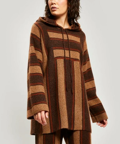 The Row Lina Cashmere And Silk-blend Hooded Knit In Brown