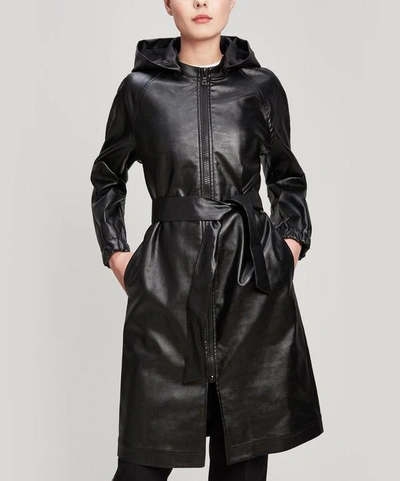 Apc Angele Hooded Trench Coat In Black