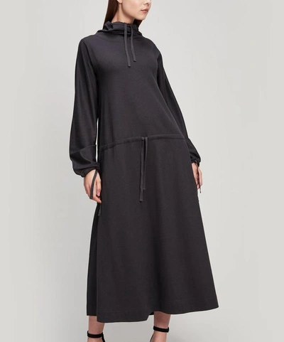 Lemaire Drawstring Funnel-neck Maxi-dress In Grey