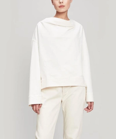 Lemaire Cowl-neck Boxy Cotton-blend Top In White