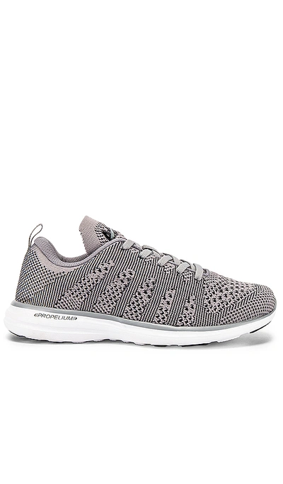 Apl Athletic Propulsion Labs Techloom Pro Knit Running Shoe In Cement & White & Black
