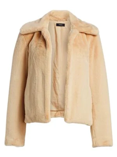 Theory Luxe Faux Fur Jacket In Camel