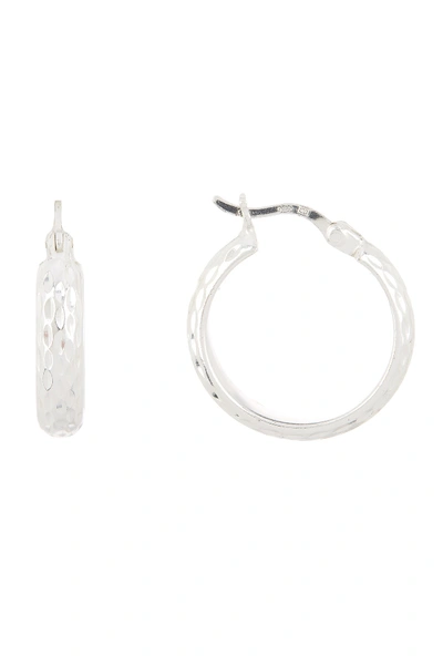 Argento Vivo Sterling Silver Diamond Cut Click Top 19mm Hoop Earrings