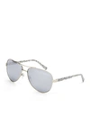 Ted Baker 57mm Metal Frame Aviator Sunglasses In Silver