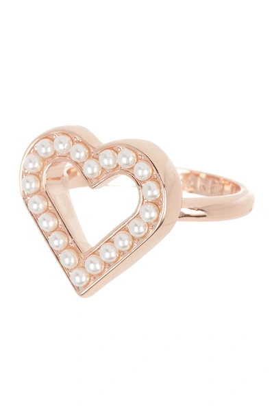 Ted Baker Esztel Enchanted Heart Ring In Rose Gold/wht Prl