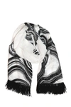 AMICALE Swirl Patterned Silk Blend Scarf