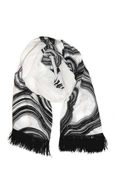 Amicale Swirl Patterned Silk Blend Scarf In 007blkwh