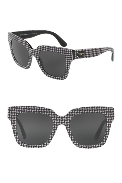 Dolce & Gabbana 54mm Houndstooth Sunglasses In Blackwhite