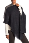 Portolano Cashmere Colorblock Poncho In Hth Charcoal/medium Hth Grey