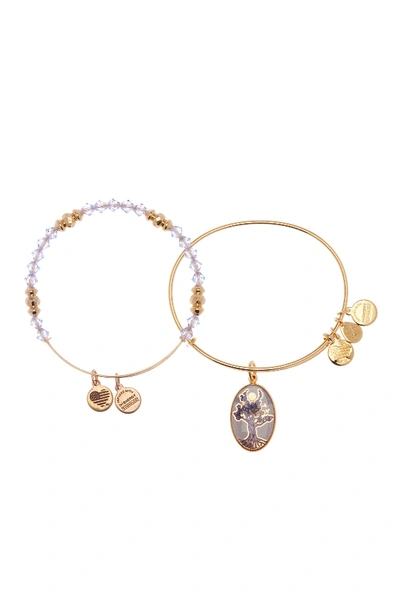 Alex And Ani Art Infusion Tree Of Life Charm Expandable Wire Bracelet - Set Of 2 In Gold