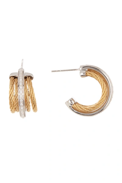 Alor 18k Yellow Gold Stainless Steel Cable Diamond Earrings - 0.08 Ctw