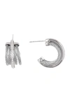 ALOR 18K White Gold Stainless Steel Cable Diamond Earrings - 0.08 ctw