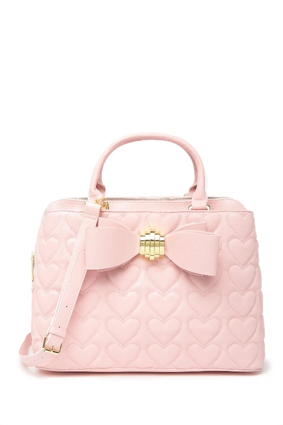 Betsey Johnson Quilted Bow Satchel In Blush Mult