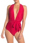 Nicole Miller Convertible One-piece Swimsuit In Crimson Red