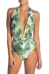 Nicole Miller Convertible One-piece Swimsuit In Green Floral