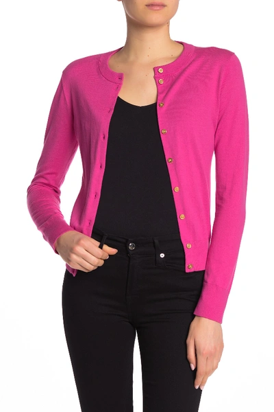 J Crew Front Button Knit Cardigan In Crisp Berry