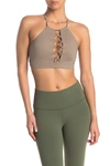 Alo Yoga Starlet Lace-up Bra In Gravel